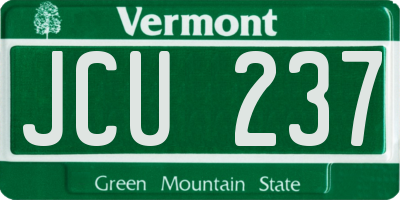 VT license plate JCU237