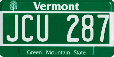 VT license plate JCU287