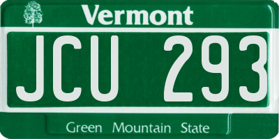 VT license plate JCU293