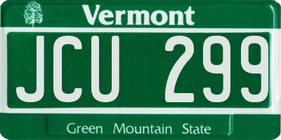 VT license plate JCU299