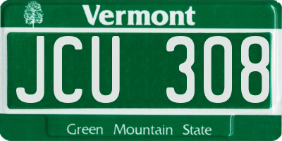 VT license plate JCU308