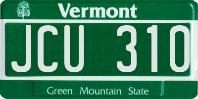 VT license plate JCU310