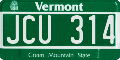VT license plate JCU314
