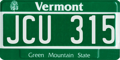 VT license plate JCU315