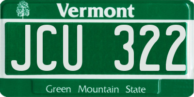 VT license plate JCU322