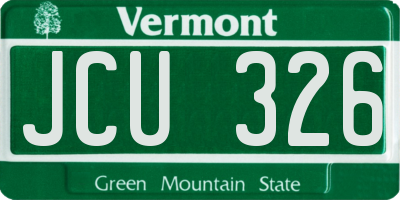 VT license plate JCU326