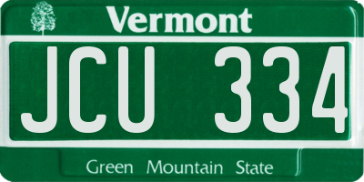VT license plate JCU334