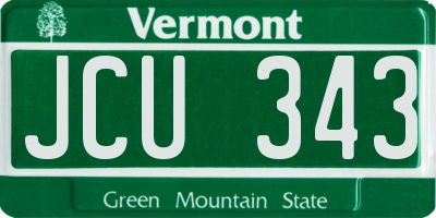 VT license plate JCU343