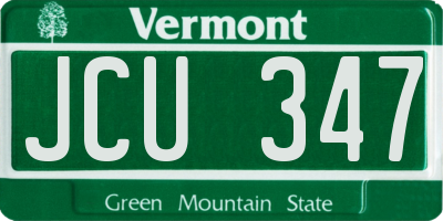 VT license plate JCU347