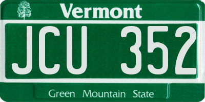 VT license plate JCU352