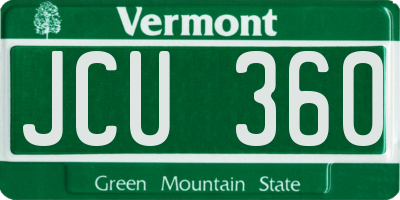 VT license plate JCU360