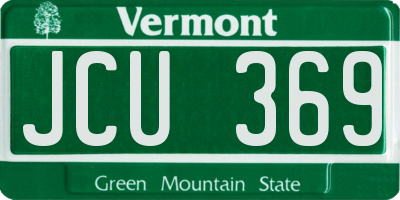 VT license plate JCU369