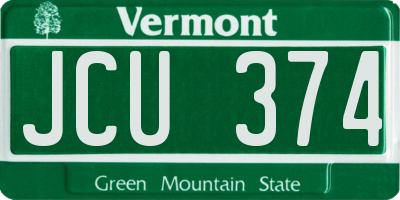 VT license plate JCU374