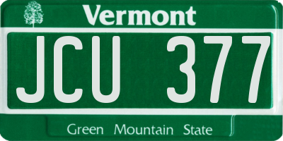 VT license plate JCU377
