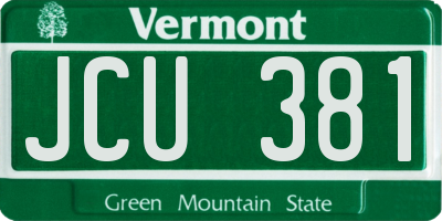 VT license plate JCU381