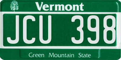VT license plate JCU398