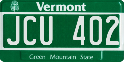 VT license plate JCU402