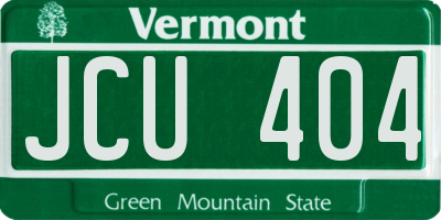 VT license plate JCU404
