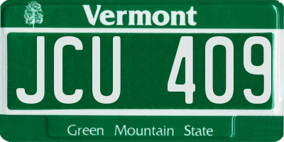 VT license plate JCU409