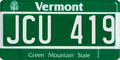 VT license plate JCU419