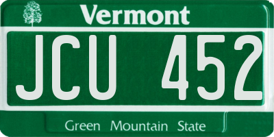 VT license plate JCU452