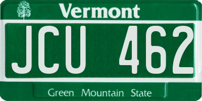 VT license plate JCU462