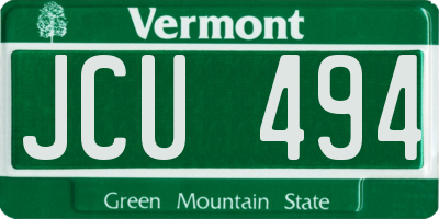 VT license plate JCU494