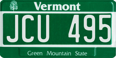 VT license plate JCU495