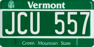 VT license plate JCU557