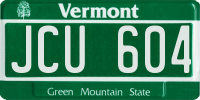 VT license plate JCU604