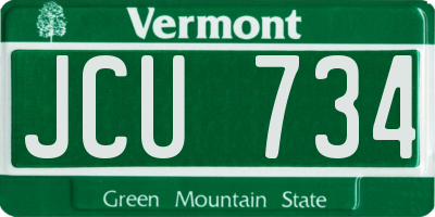 VT license plate JCU734