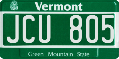 VT license plate JCU805