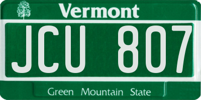 VT license plate JCU807
