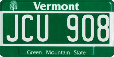 VT license plate JCU908