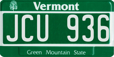 VT license plate JCU936