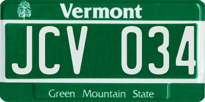 VT license plate JCV034