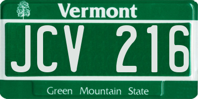 VT license plate JCV216