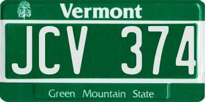 VT license plate JCV374