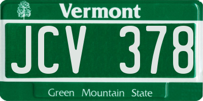 VT license plate JCV378