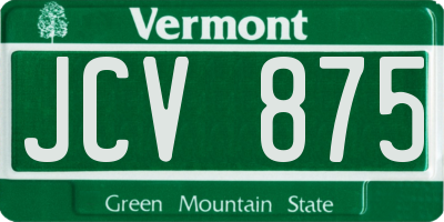 VT license plate JCV875