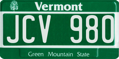 VT license plate JCV980