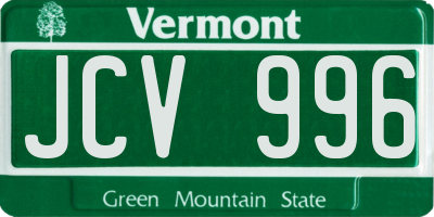 VT license plate JCV996