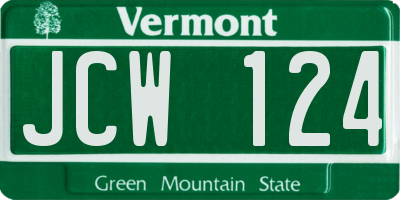 VT license plate JCW124