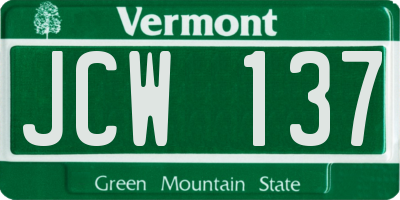 VT license plate JCW137