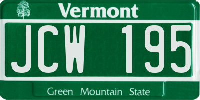 VT license plate JCW195