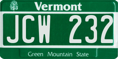 VT license plate JCW232