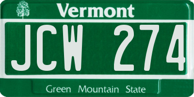 VT license plate JCW274