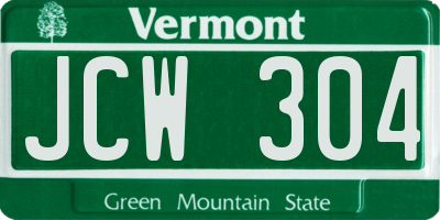 VT license plate JCW304