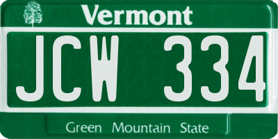 VT license plate JCW334