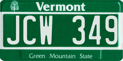 VT license plate JCW349